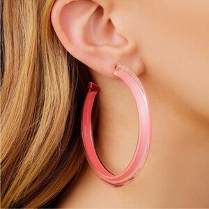 NWOT Alison Lou Neon Medium Jelly Hoops Pink